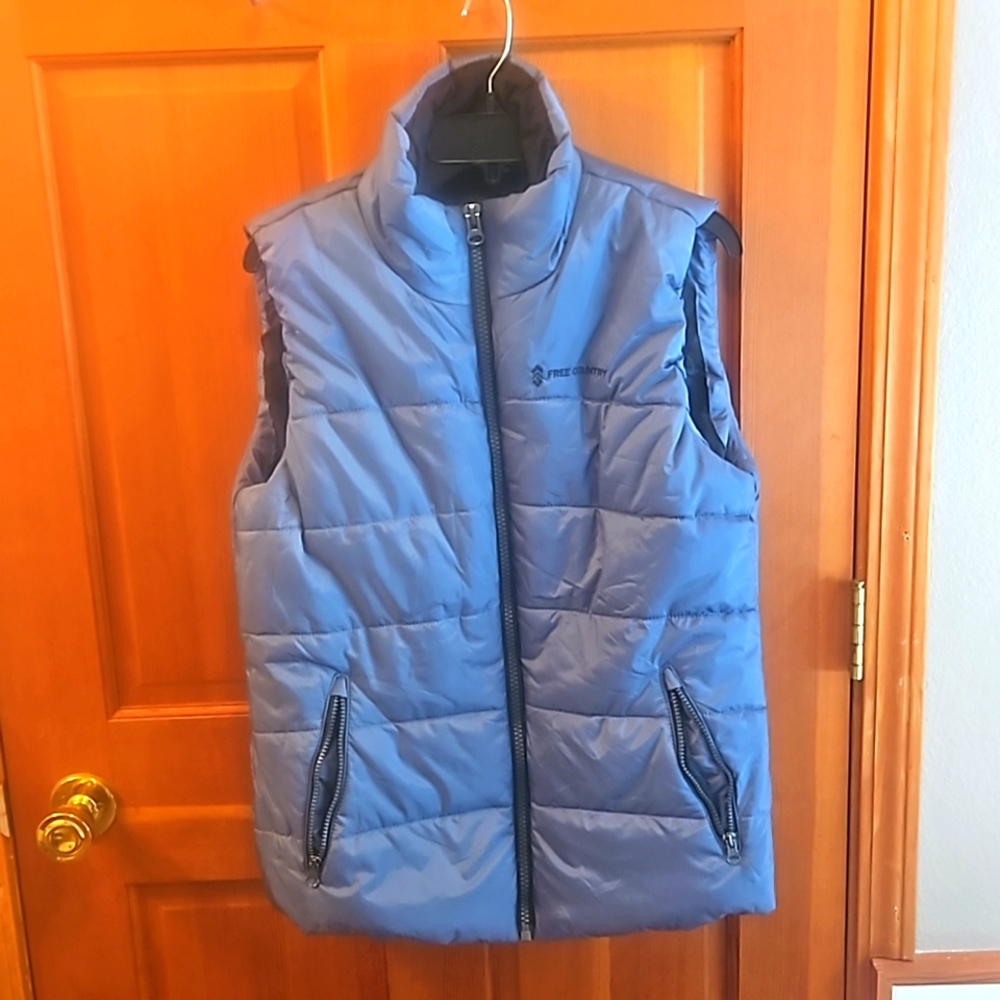 Free Country Women's winter vest, large, blue/ grey